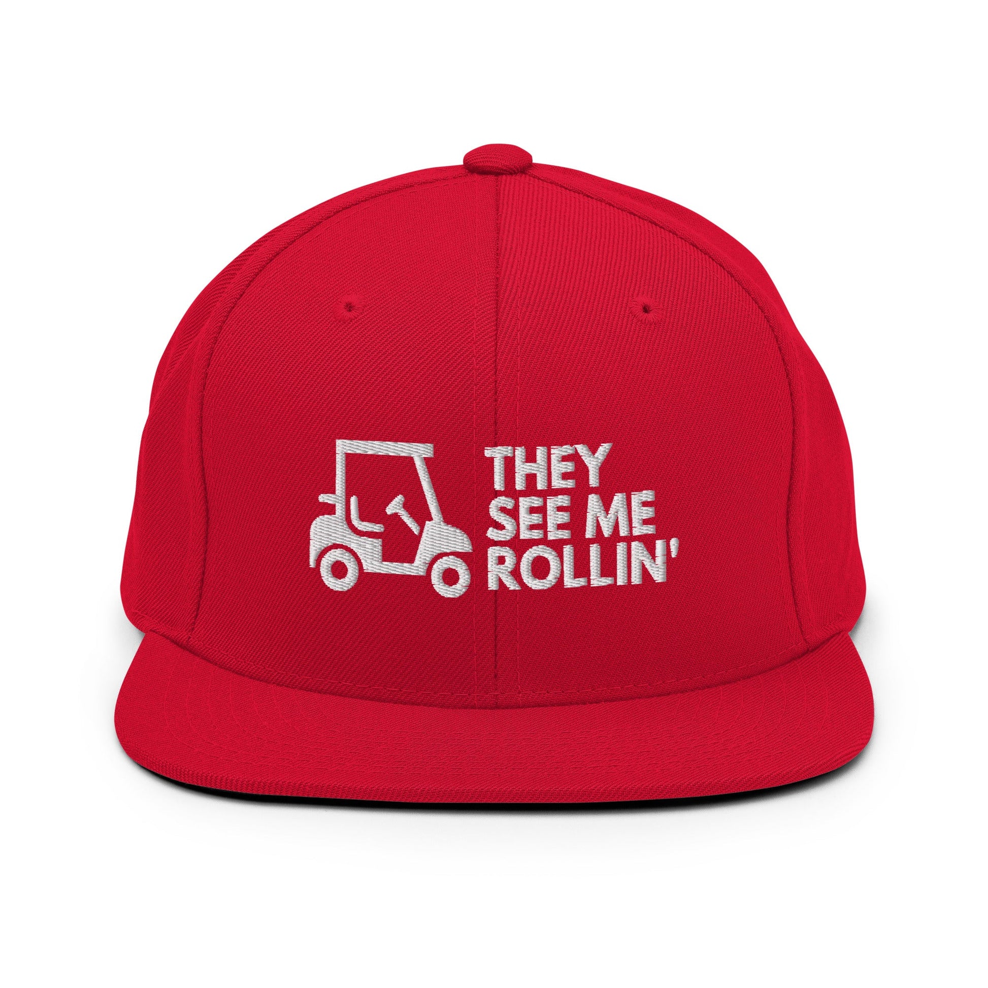 Funny Golfer Gifts  Snapback Hat Red They See Me Rollin Golfcart Hat Snapback Hat