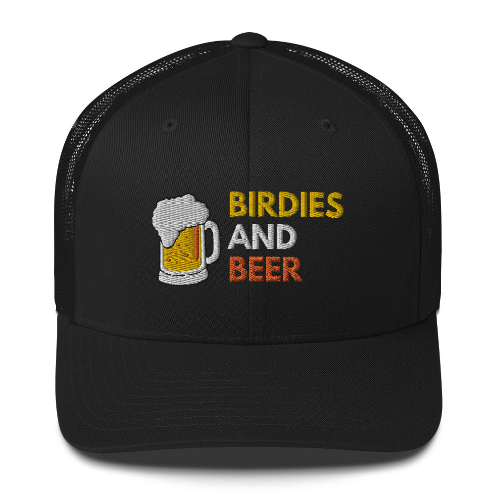 Funny Golfer Gifts  Trucker Hat Black Birdies and Beer Trucker Hat