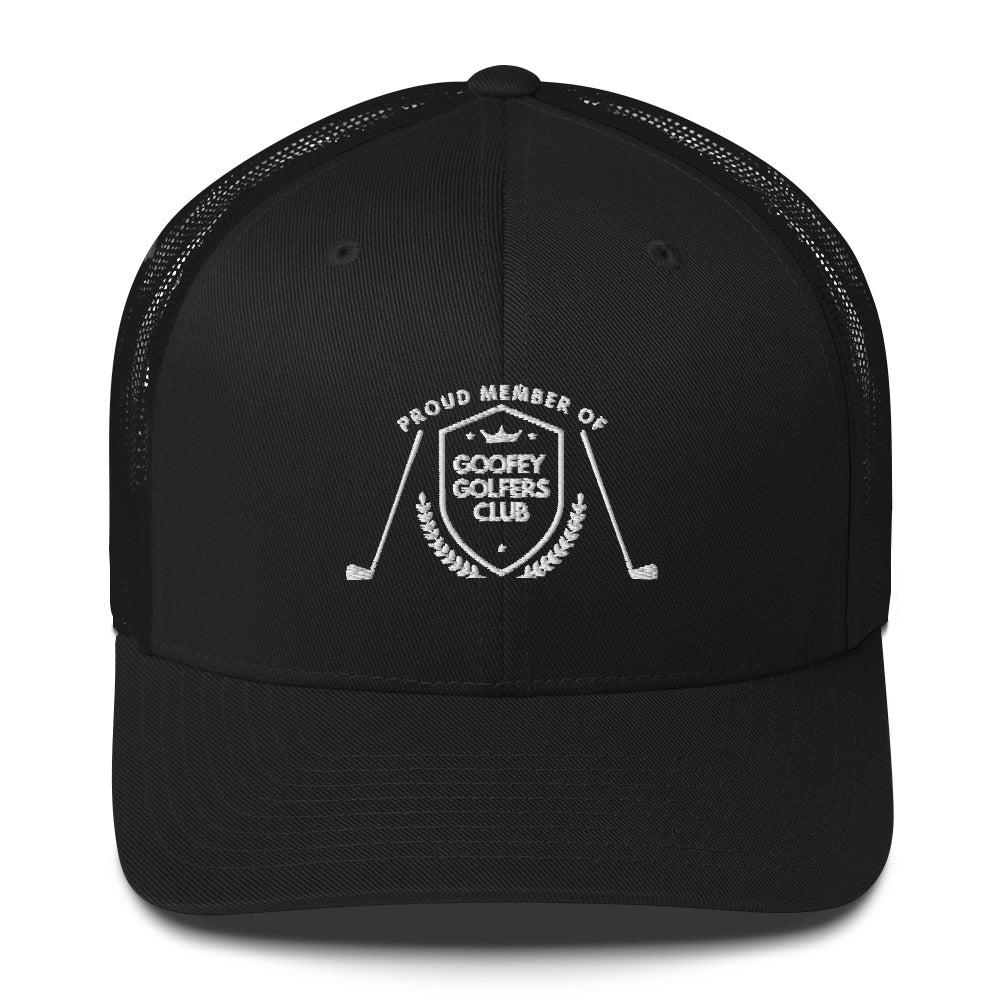 Funny Golfer Gifts  Trucker Hat Black Goofey Golfers Club Trucker Hat