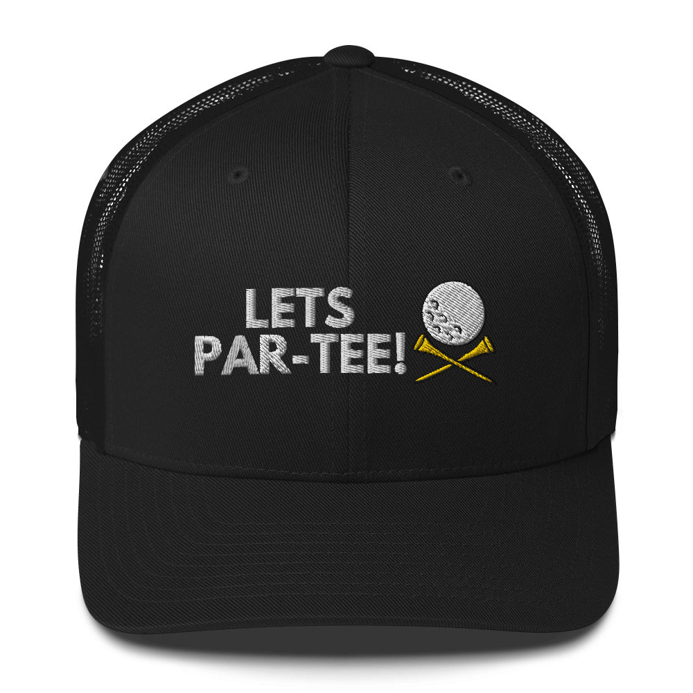 Funny Golfer Gifts  Trucker Hat Black Lets Par-Tee Hat Trucker Hat