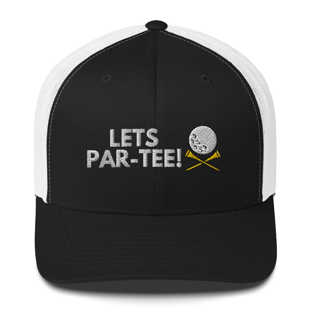Funny Golfer Gifts  Trucker Hat Black/ White Lets Par-Tee Hat Trucker Hat