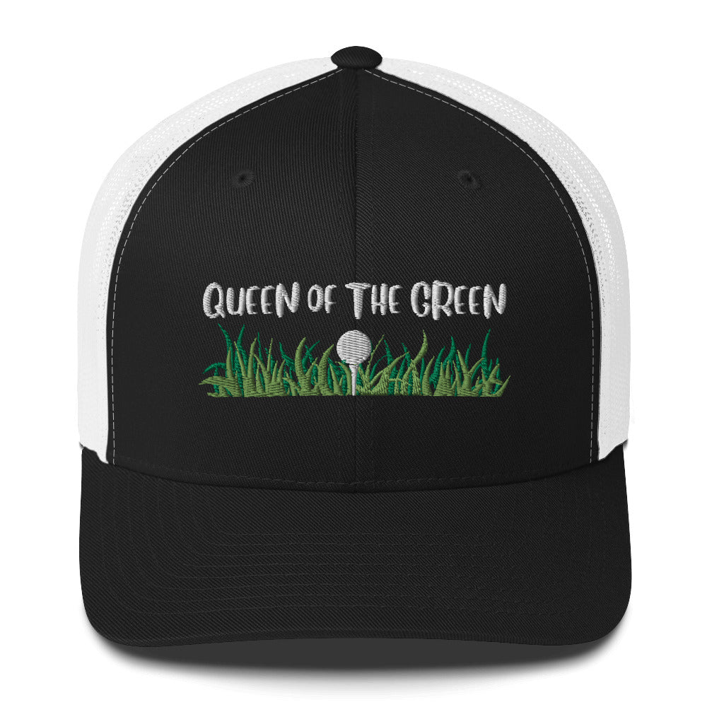 Funny Golfer Gifts  Trucker Hat Black/ White Queen Of The Green Trucker Hat
