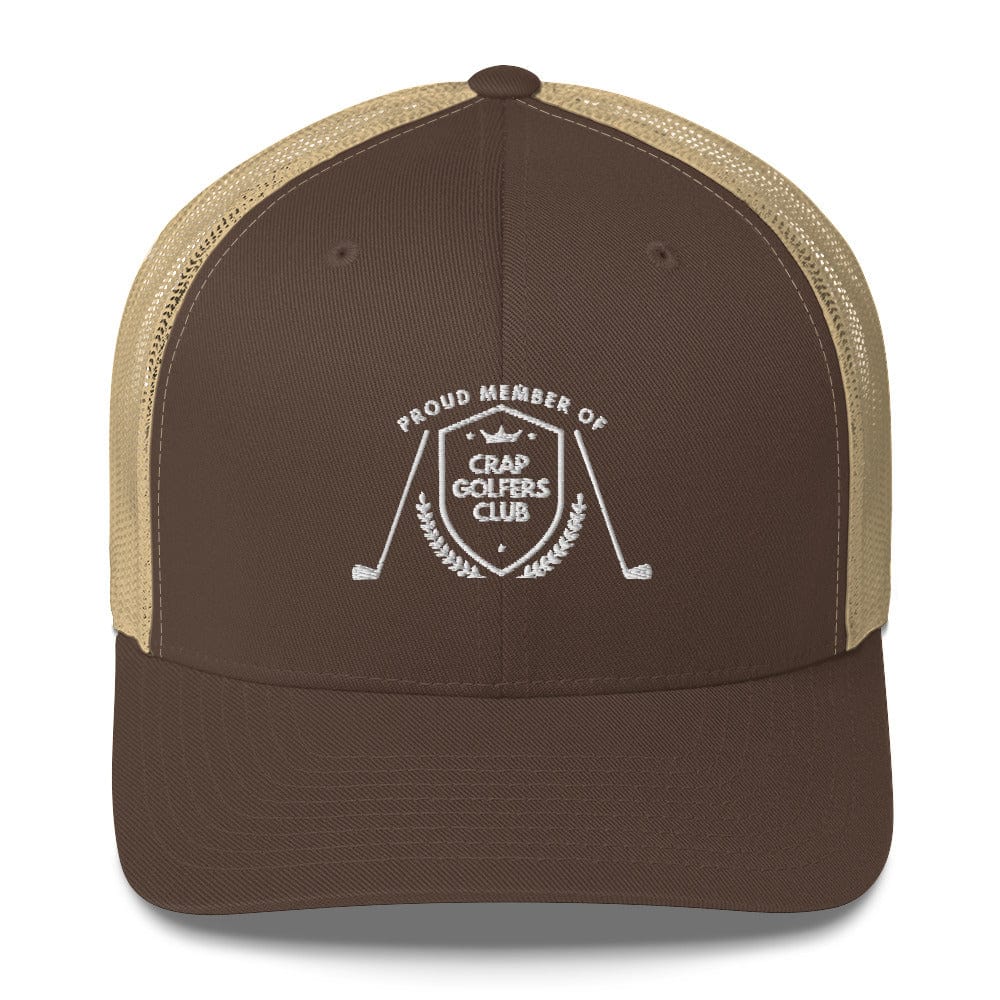 Funny Golfer Gifts  Trucker Hat Brown/ Khaki Crap Golfers Club Trucker Hat