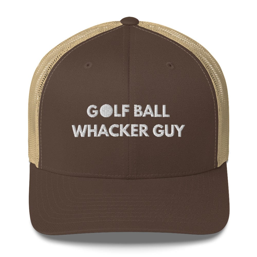 Funny Golfer Gifts  Trucker Hat Brown/ Khaki Golf Ball Whacker Guy Hat Trucker Hat