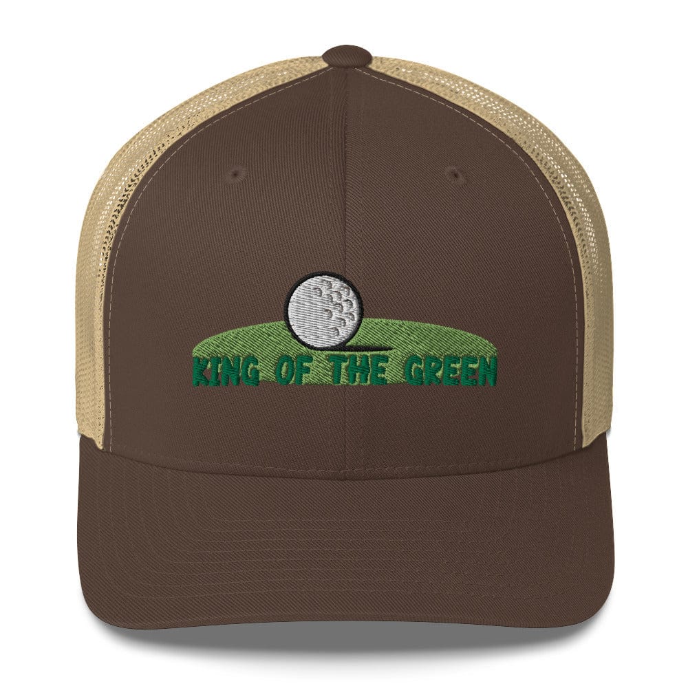 Funny Golfer Gifts  Trucker Hat Brown/ Khaki King of the Green Trucker Hat