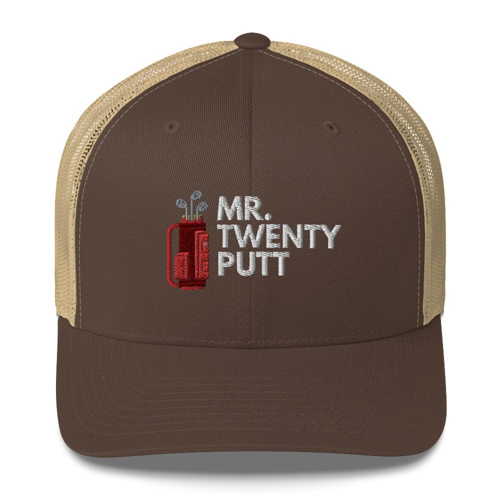 Funny Golfer Gifts  Trucker Hat Brown/ Khaki Mr. Twenty Putt Trucker Hat