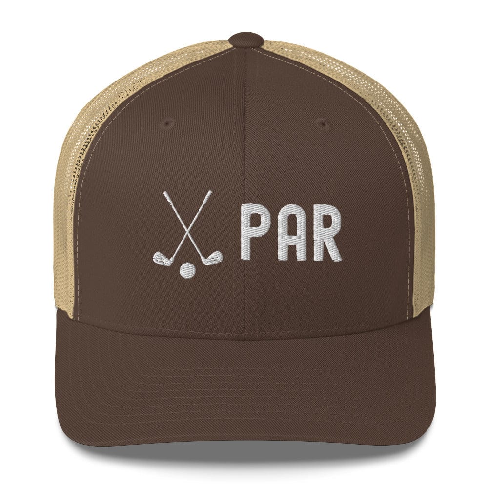 Funny Golfer Gifts  Trucker Hat Brown/ Khaki Par Golf Club Golfball Hat Trucker Hat