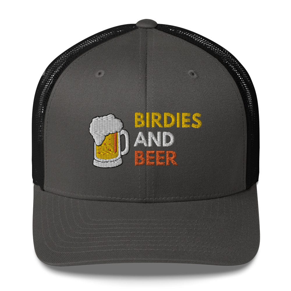 Funny Golfer Gifts  Trucker Hat Charcoal/ Black Birdies and Beer Trucker Hat