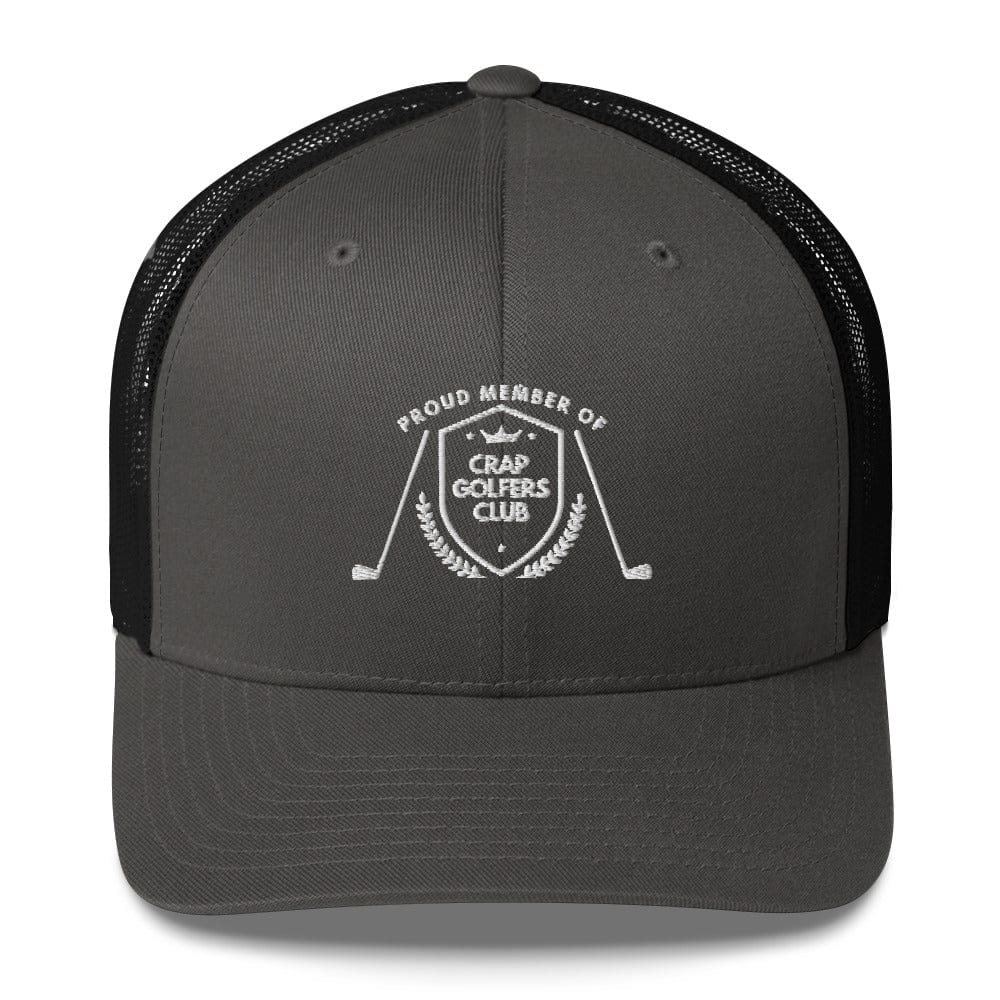 Funny Golfer Gifts  Trucker Hat Charcoal/ Black Crap Golfers Club Trucker Hat