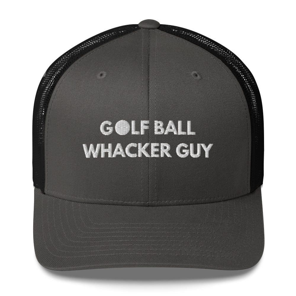 Funny Golfer Gifts  Trucker Hat Charcoal/ Black Golf Ball Whacker Guy Hat Trucker Hat