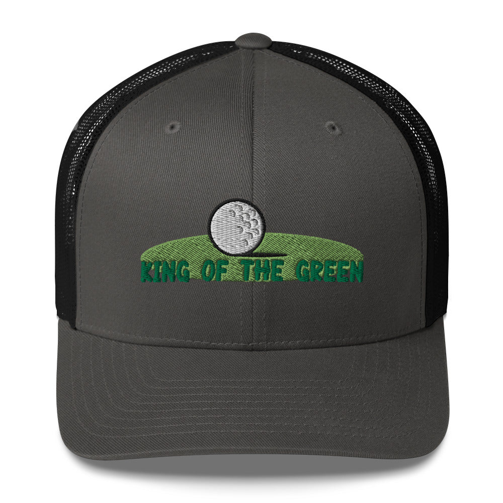 Funny Golfer Gifts  Trucker Hat Charcoal/ Black King of the Green Trucker Hat