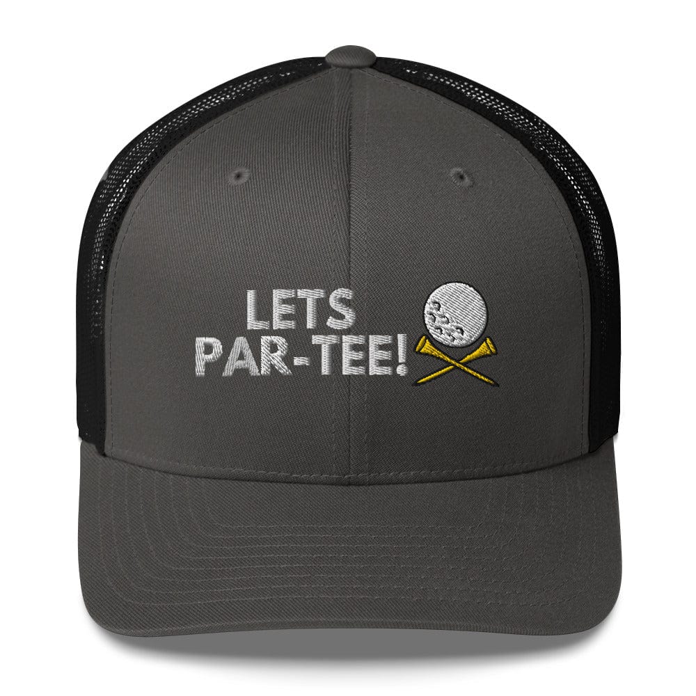 Funny Golfer Gifts  Trucker Hat Charcoal/ Black Lets Par-Tee Hat Trucker Hat