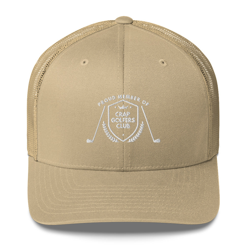 Funny Golfer Gifts  Trucker Hat Khaki Crap Golfers Club Trucker Hat