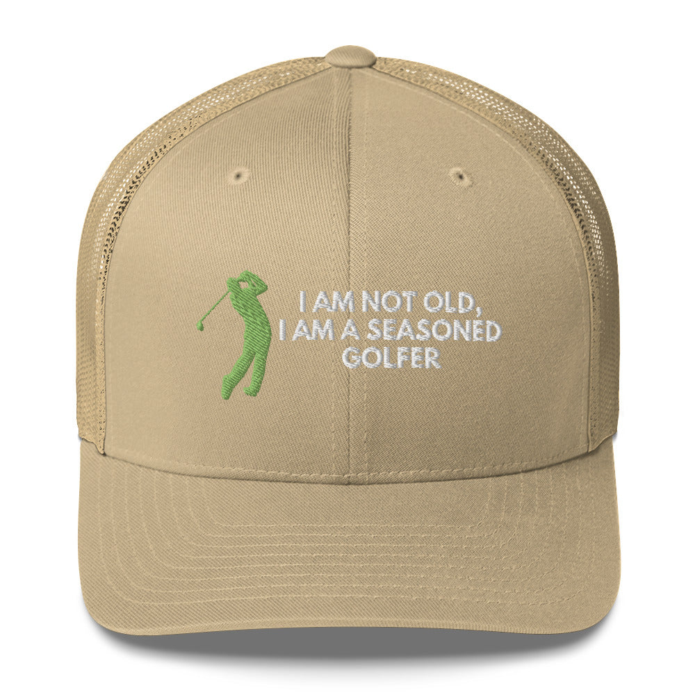 Funny Golfer Gifts  Trucker Hat Khaki Im Not Old I Am A Seasoned Golfer Hat Trucker Hat