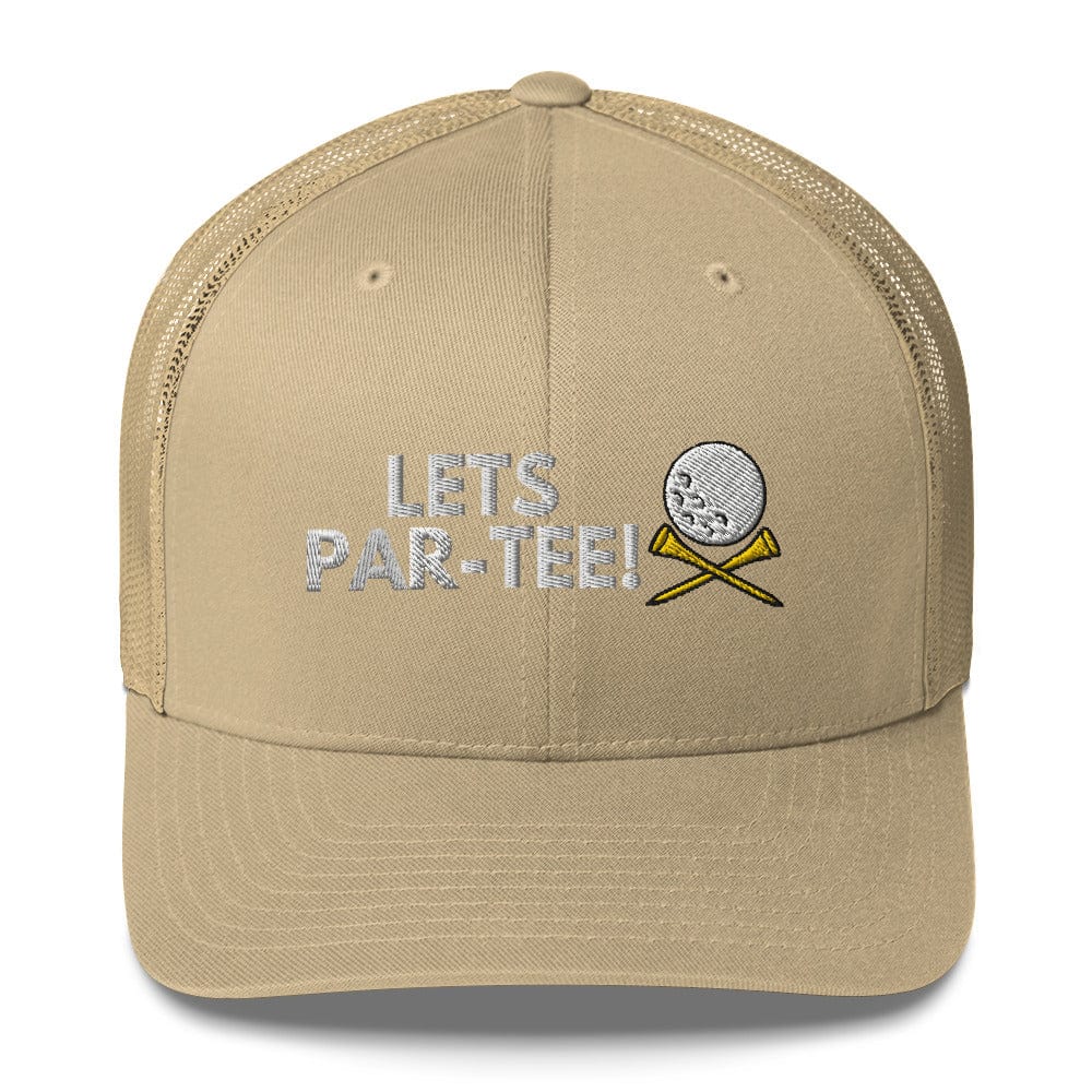 Funny Golfer Gifts  Trucker Hat Khaki Lets Par-Tee Hat Trucker Hat
