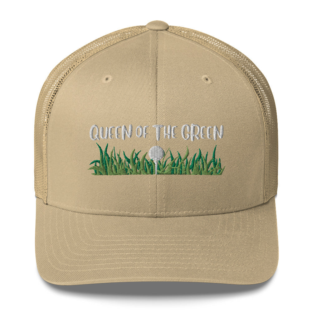 Funny Golfer Gifts  Trucker Hat Khaki Queen Of The Green Trucker Hat