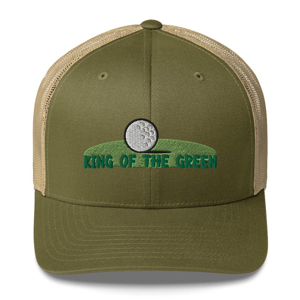 Funny Golfer Gifts  Trucker Hat Moss/ Khaki King of the Green Trucker Hat