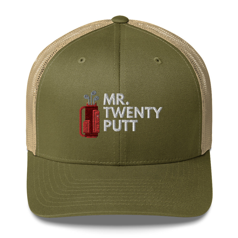 Funny Golfer Gifts  Trucker Hat Moss/ Khaki Mr. Twenty Putt Trucker Hat