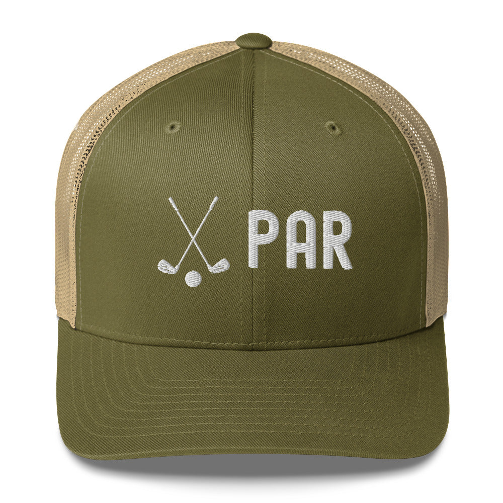 Funny Golfer Gifts  Trucker Hat Moss/ Khaki Par Golf Club Golfball Hat Trucker Hat