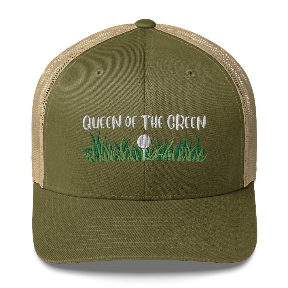 Funny Golfer Gifts  Trucker Hat Moss/ Khaki Queen Of The Green Trucker Hat