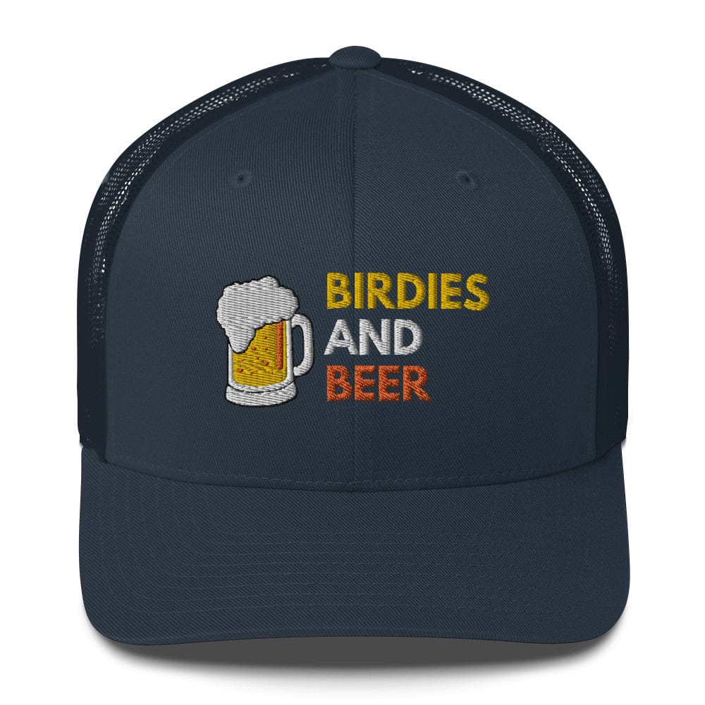 Funny Golfer Gifts  Trucker Hat Navy Birdies and Beer Trucker Hat