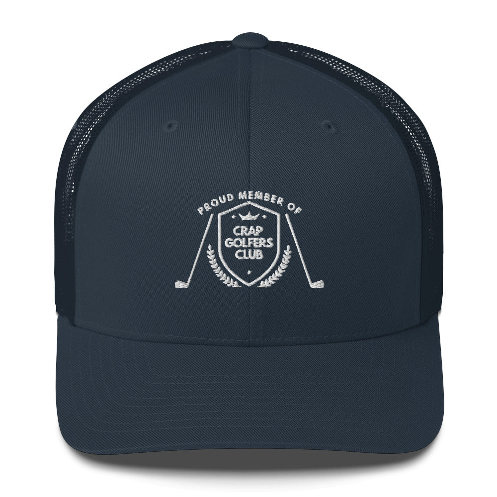 Funny Golfer Gifts  Trucker Hat Navy Crap Golfers Club Trucker Hat