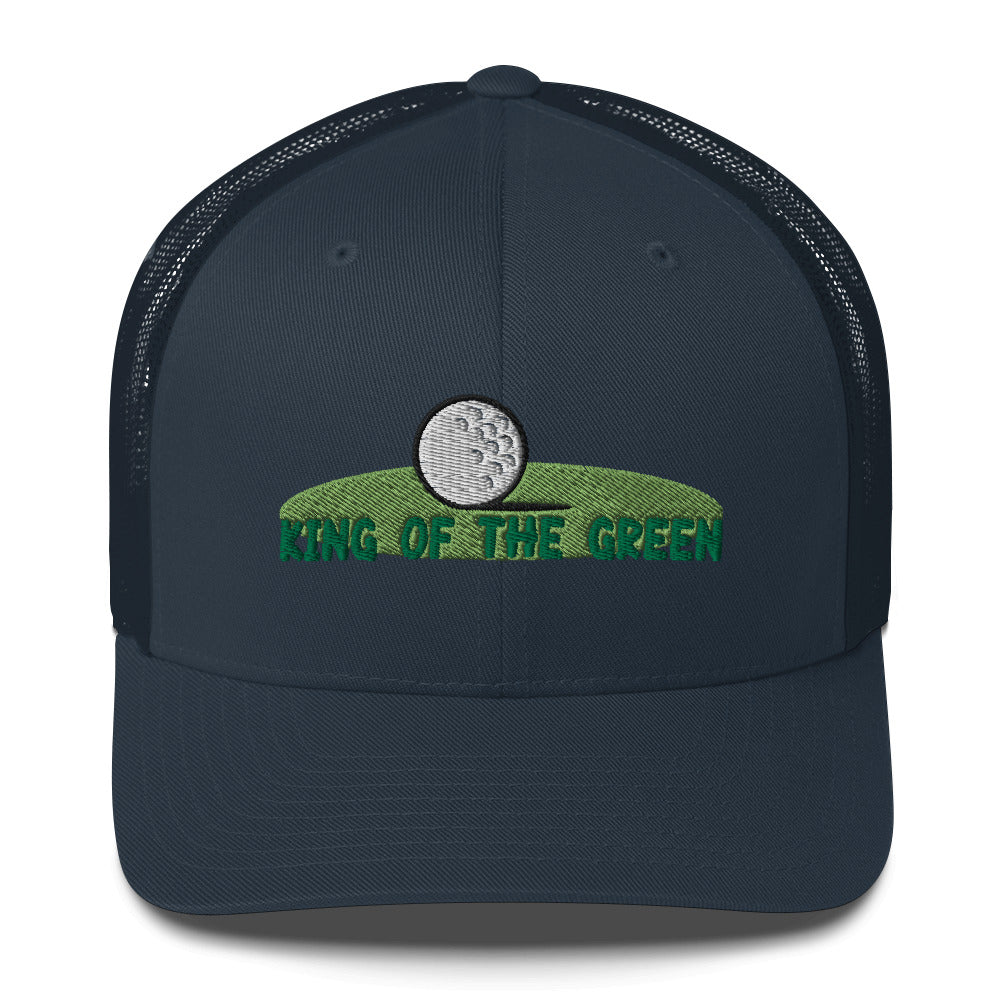 Funny Golfer Gifts  Trucker Hat Navy King of the Green Trucker Hat