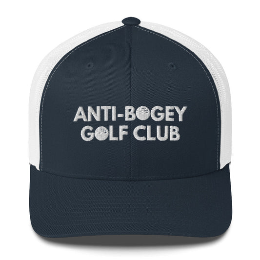 Funny Golfer Gifts  Trucker Hat Navy/ White Anti-Bogey Golf Club Hat Trucker Hat