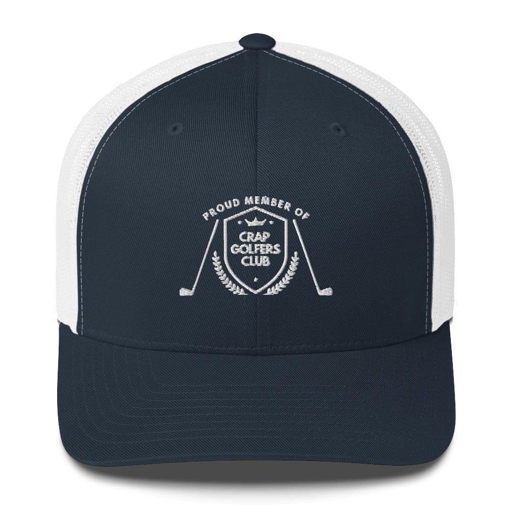 Funny Golfer Gifts  Trucker Hat Navy/ White Crap Golfers Club Trucker Hat