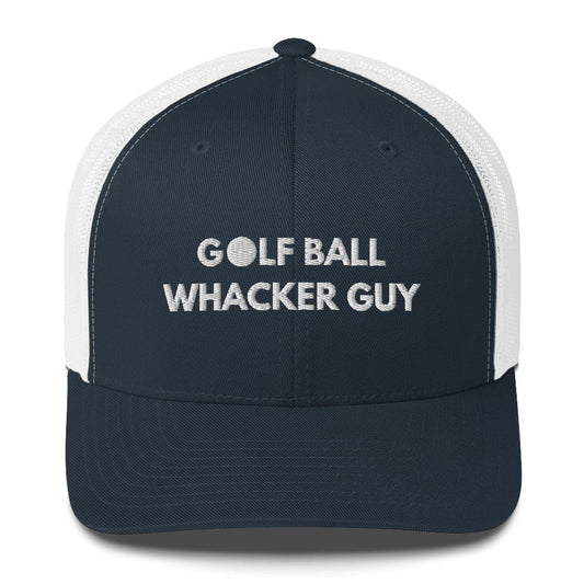 Funny Golfer Gifts  Trucker Hat Navy/ White Golf Ball Whacker Guy Hat Trucker Hat