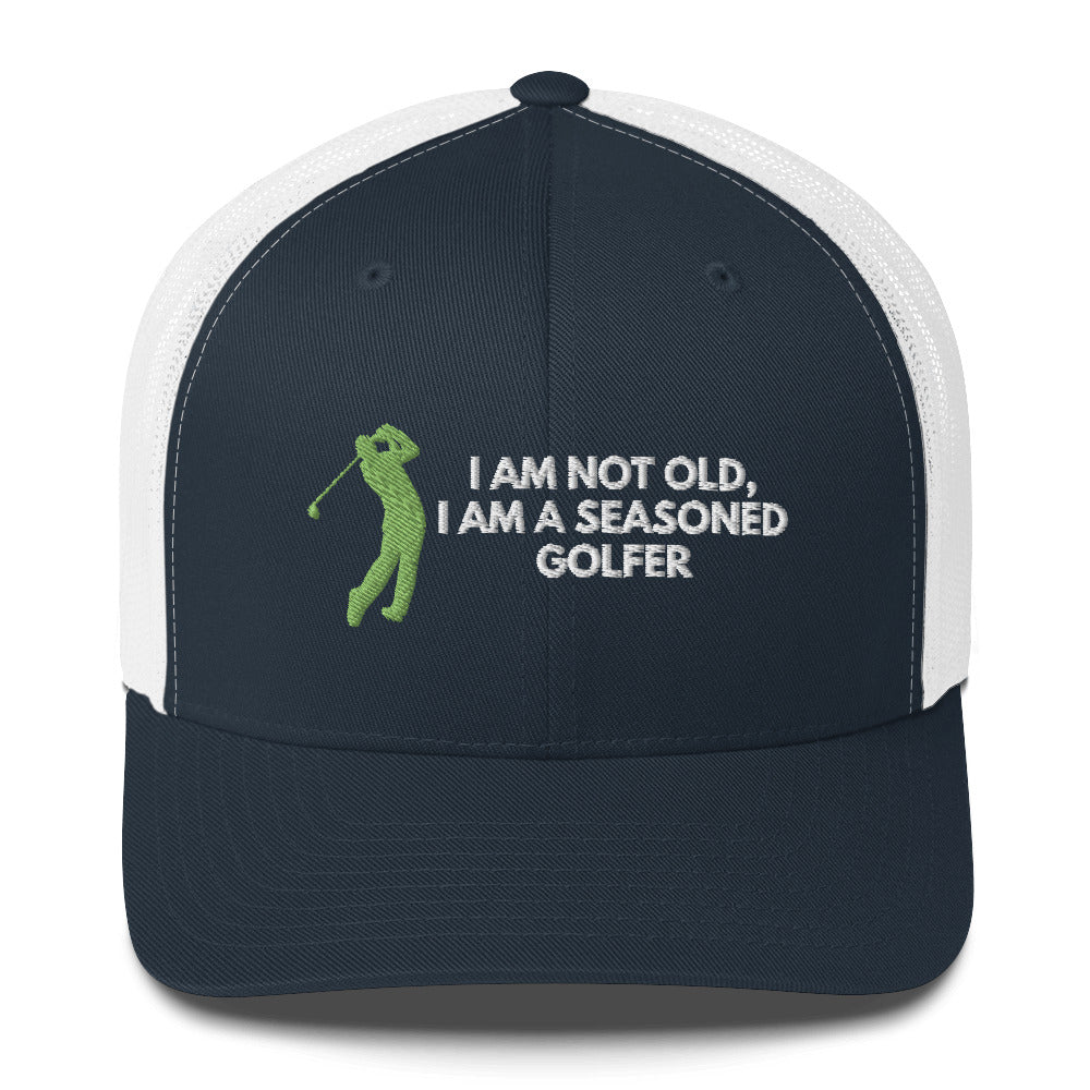 Funny Golfer Gifts  Trucker Hat Navy/ White Im Not Old I Am A Seasoned Golfer Hat Trucker Hat