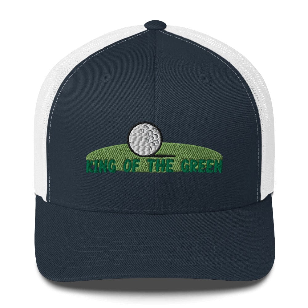 Funny Golfer Gifts  Trucker Hat Navy/ White King of the Green Trucker Hat