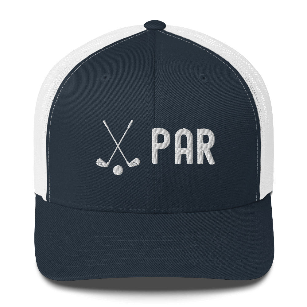 Funny Golfer Gifts  Trucker Hat Navy/ White Par Golf Club Golfball Hat Trucker Hat