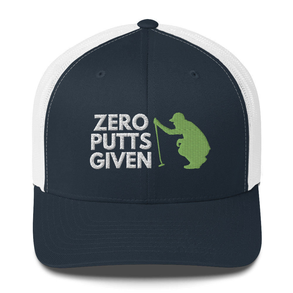 Funny Golfer Gifts  Trucker Hat Navy/ White Zero Putts Given Hat Trucker Hat