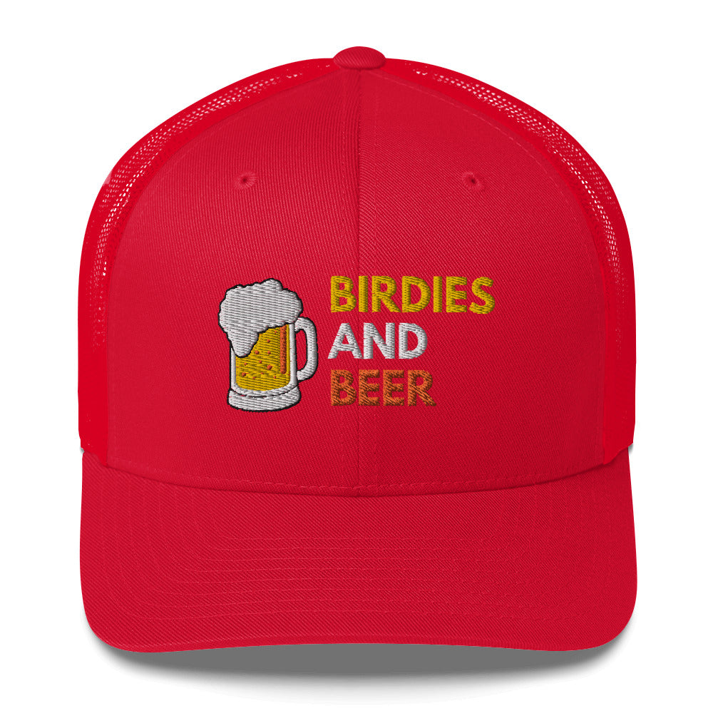 Funny Golfer Gifts  Trucker Hat Red Birdies and Beer Trucker Hat