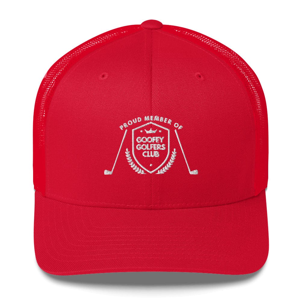 Funny Golfer Gifts  Trucker Hat Red Goofey Golfers Club Trucker Hat
