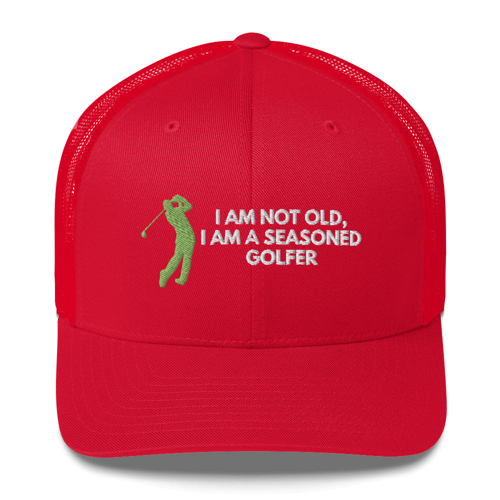 Funny Golfer Gifts  Trucker Hat Red Im Not Old I Am A Seasoned Golfer Hat Trucker Hat