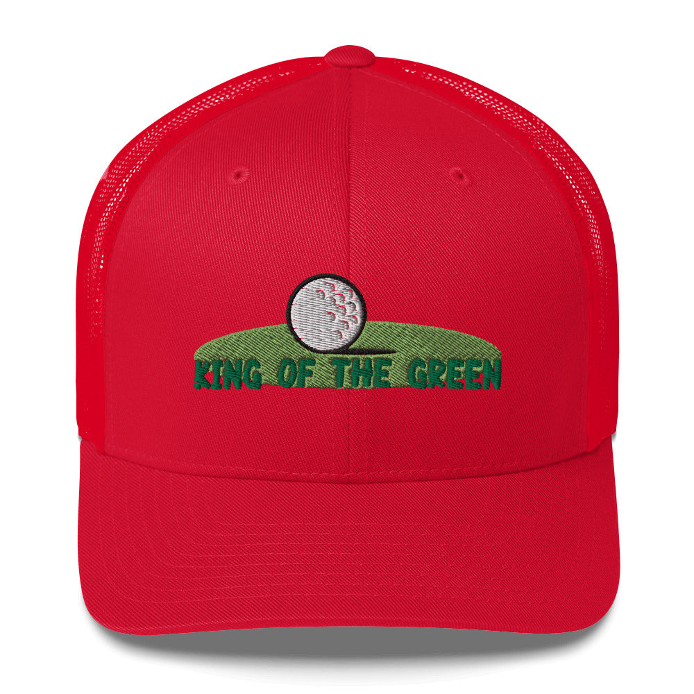 Funny Golfer Gifts  Trucker Hat Red King of the Green Trucker Hat