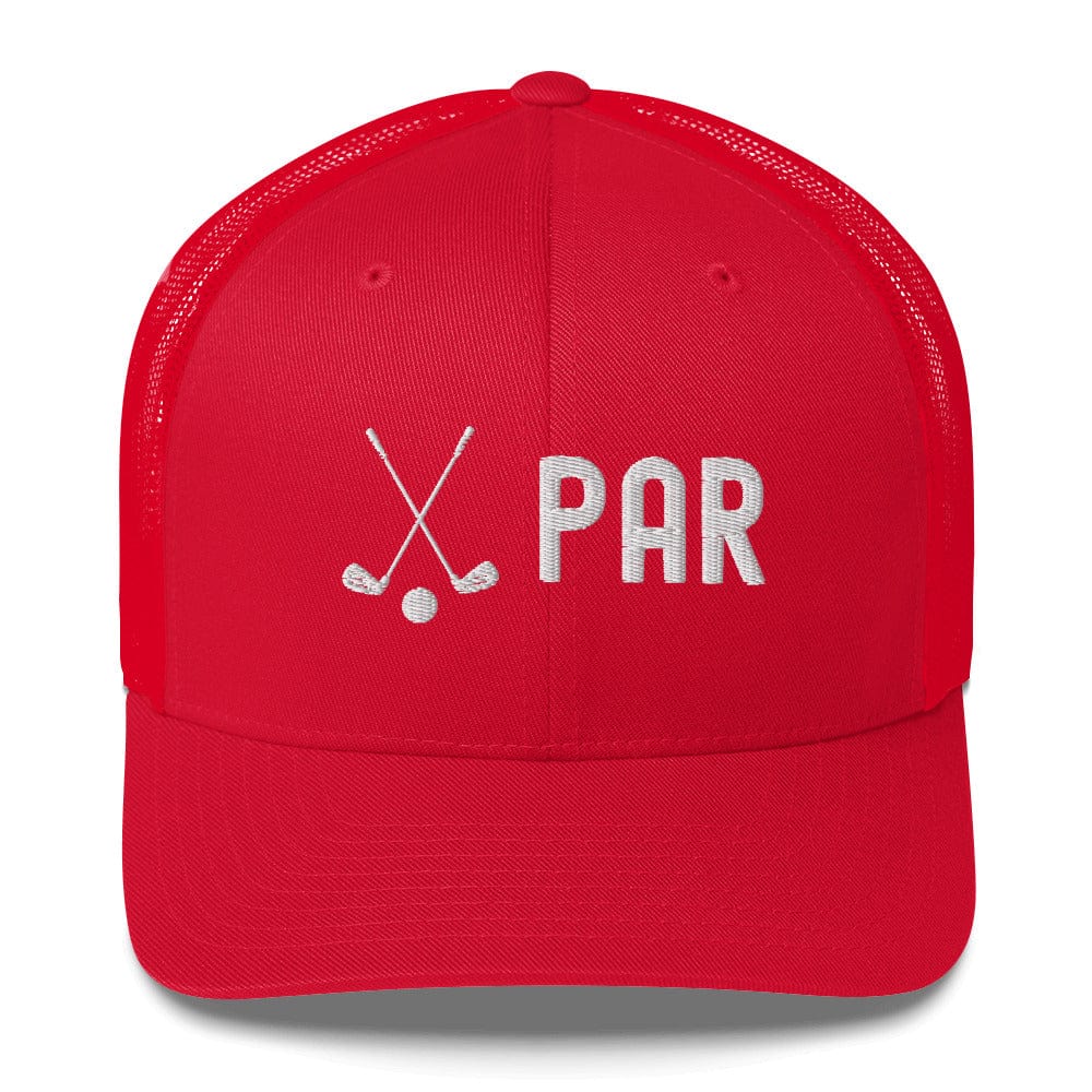 Funny Golfer Gifts  Trucker Hat Red Par Golf Club Golfball Hat Trucker Hat