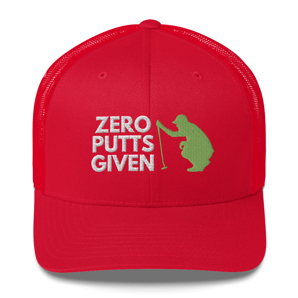 Funny Golfer Gifts Trucker Hat Red Zero Putts Given Hat Trucker Hat