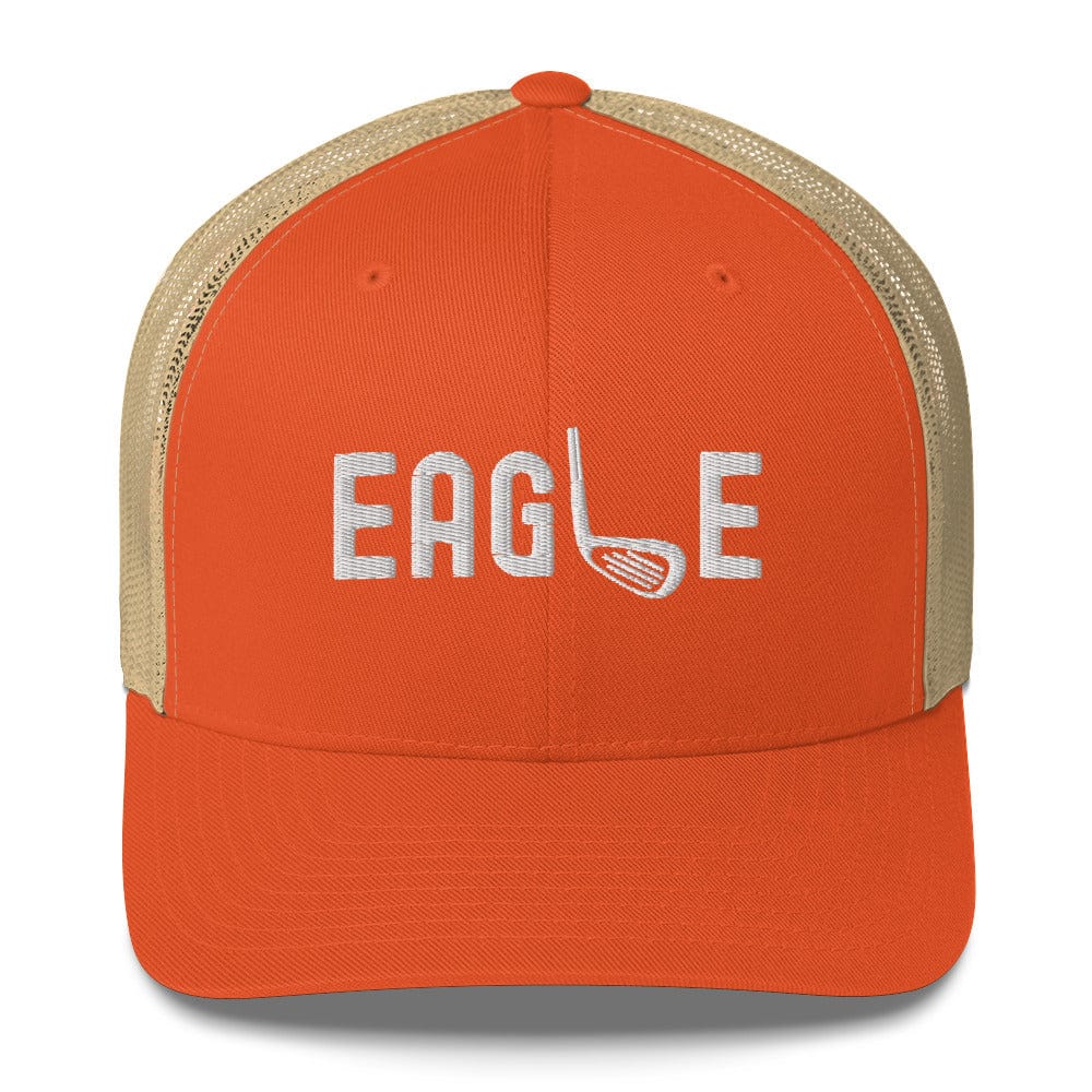 Funny Golfer Gifts  Trucker Hat Rustic Orange/ Khaki Eagle Hat Trucker Hat