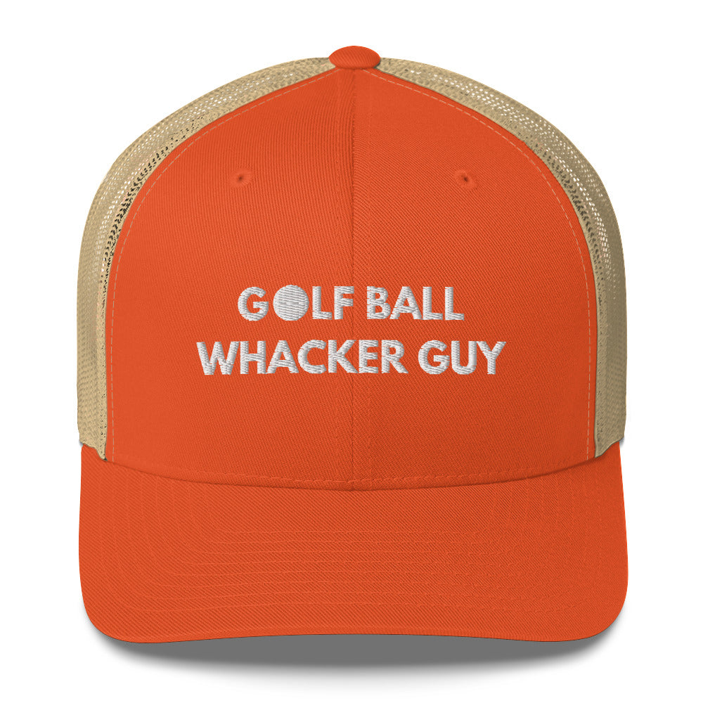 Funny Golfer Gifts  Trucker Hat Rustic Orange/ Khaki Golf Ball Whacker Guy Hat Trucker Hat