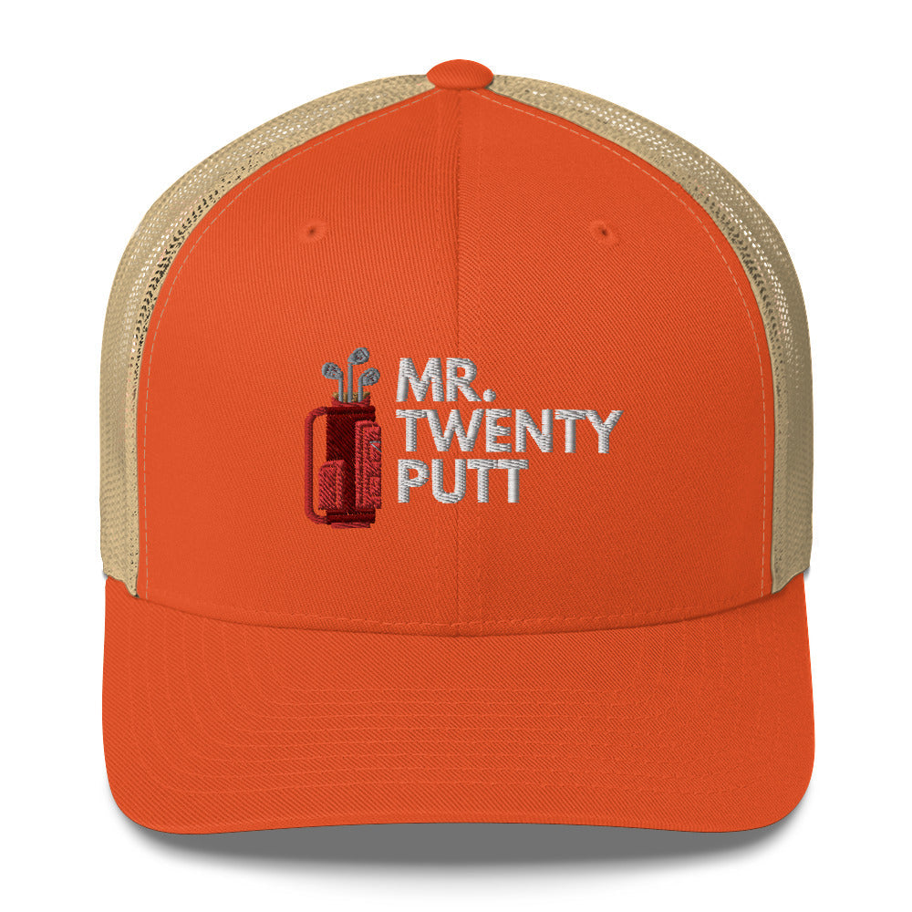 Funny Golfer Gifts  Trucker Hat Rustic Orange/ Khaki Mr. Twenty Putt Trucker Hat