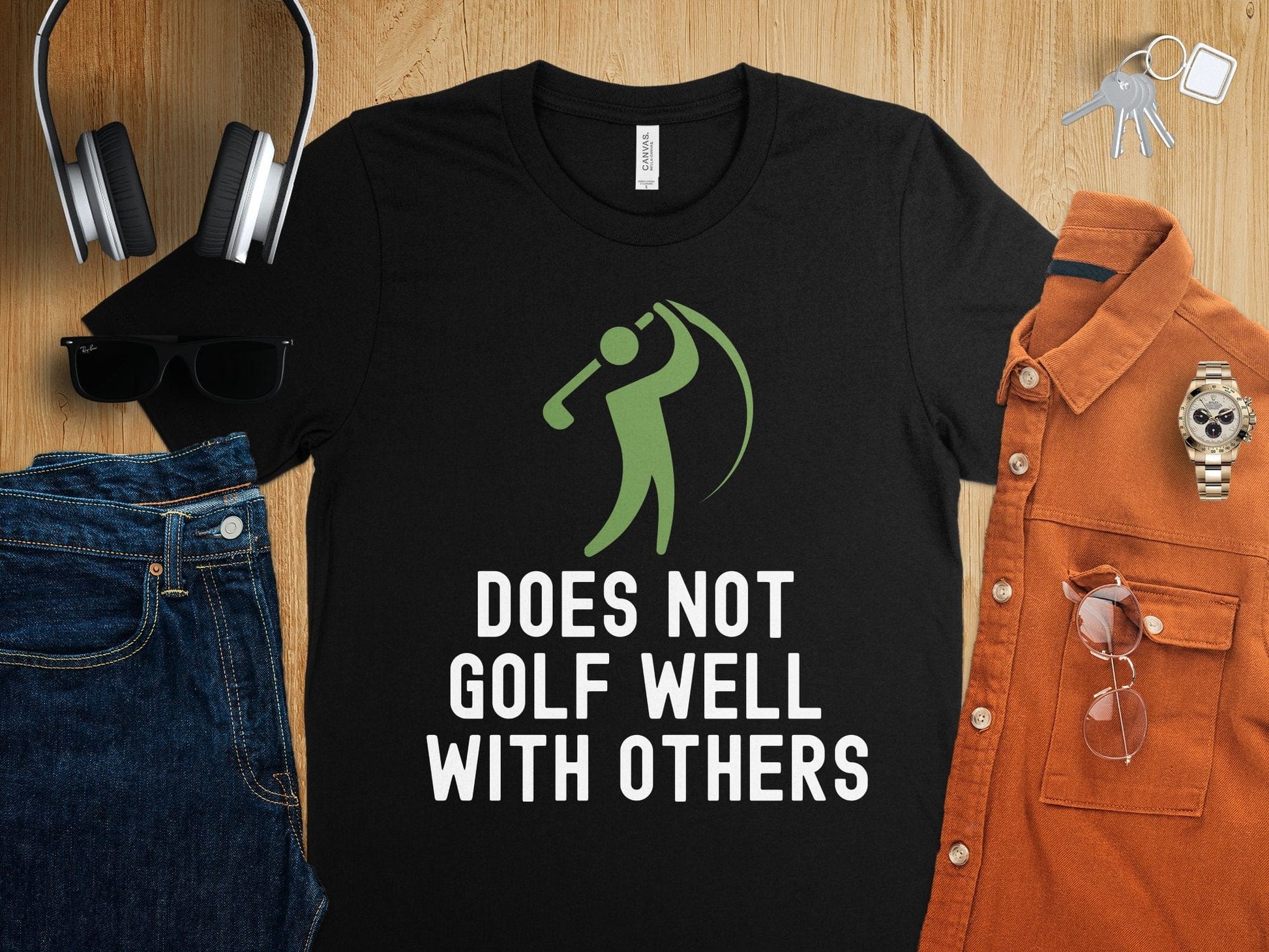 Funny Golfer Gifts  TShirt Does Not Golf Well With Others Golf Tshirt