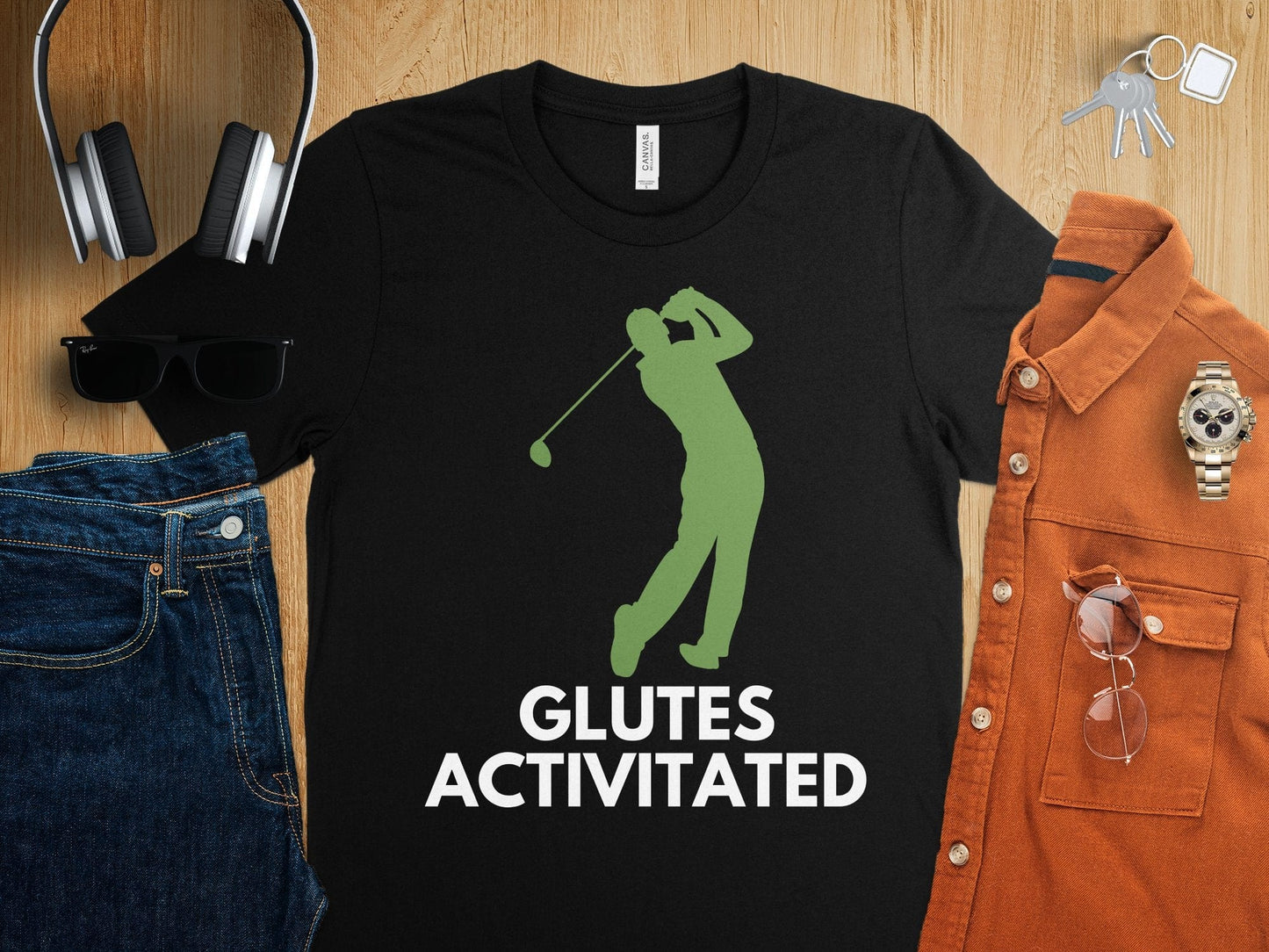 Funny Golfer Gifts  TShirt Glutes Activated Male Golf T-Shirt