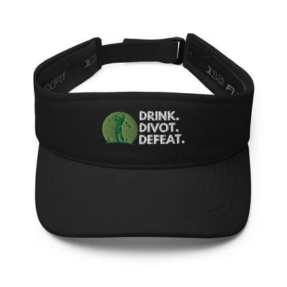 Funny Golfer Gifts  Visor Black Drink Divot Defeat Visor