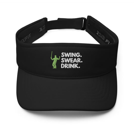 Funny Golfer Gifts  Visor Black Swing Swear Drink Visor