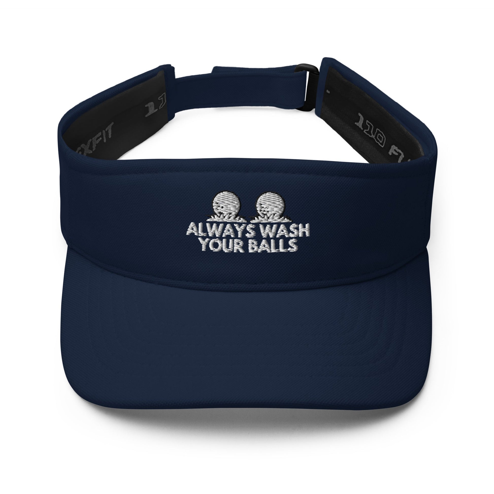 Funny Golfer Gifts  Visor Navy Always Wash Your Balls Visor