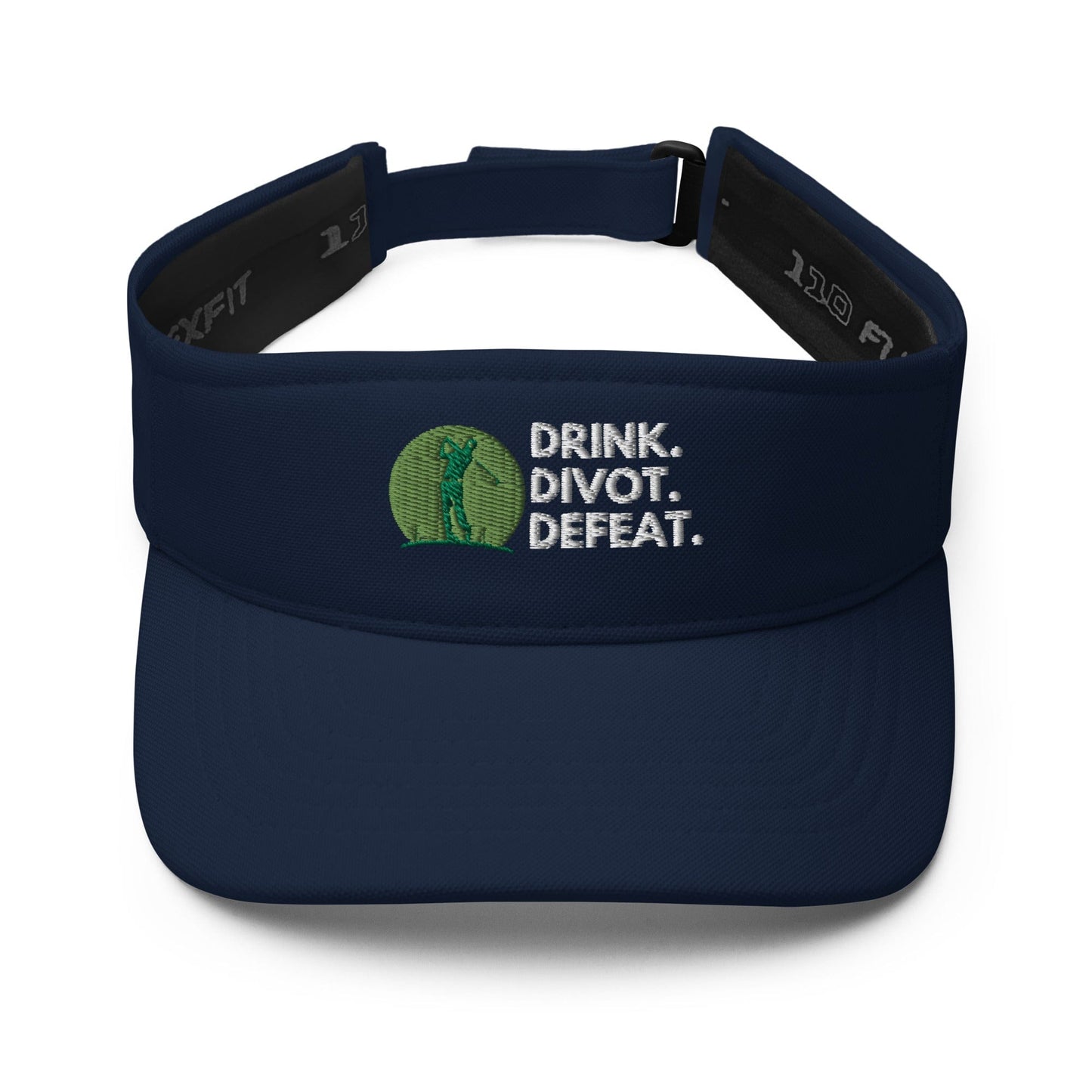 Funny Golfer Gifts  Visor Navy Drink Divot Defeat Visor