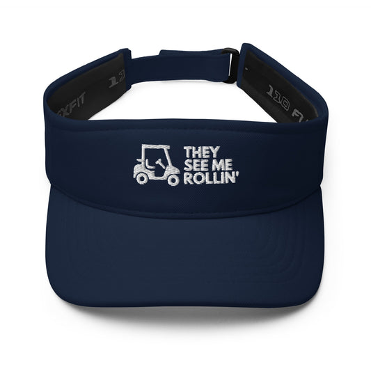 Funny Golfer Gifts  Visor Navy They See Me Rollin Golfcart Visor